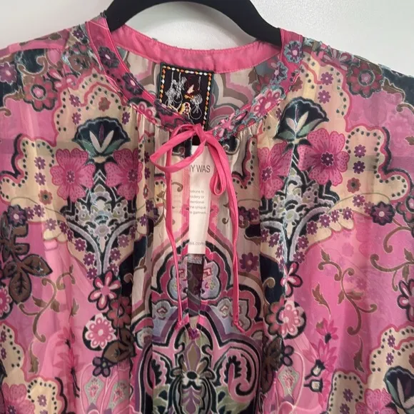 Johnny Was Thia Silk and Velvet Burnout Dress