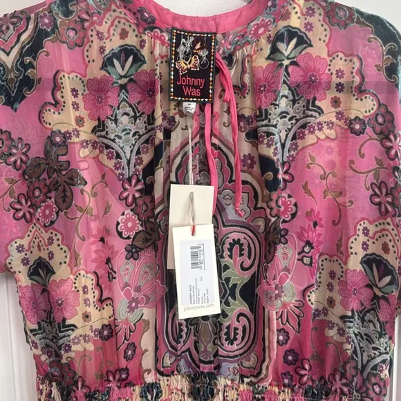 Johnny Was Thia Silk and Velvet Burnout Dress