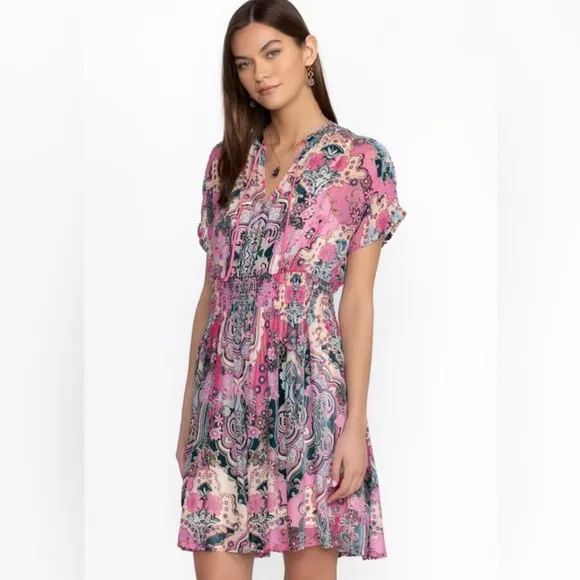 Johnny Was Thia Silk and Velvet Burnout Dress