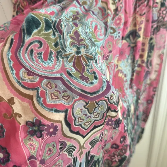 Johnny Was Thia Silk and Velvet Burnout Dress