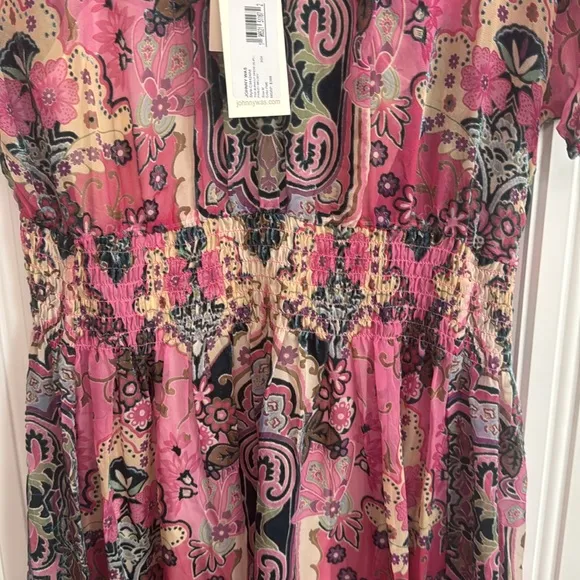Johnny Was Thia Silk and Velvet Burnout Dress