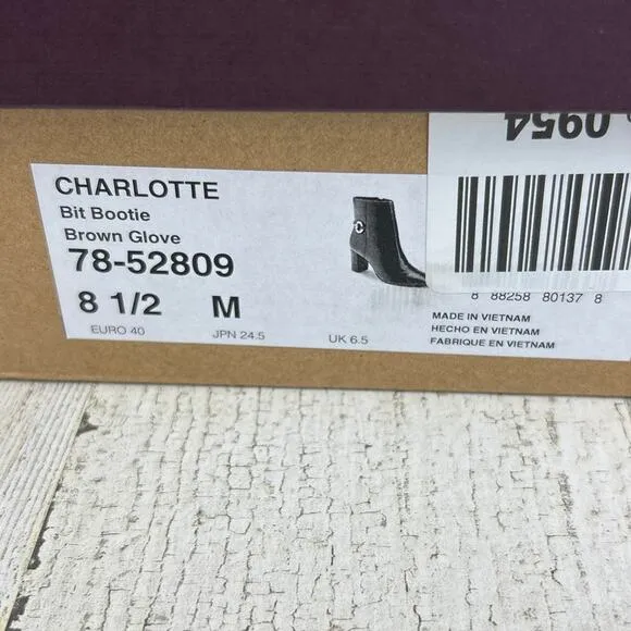Johnston &amp; Murphy Charlotte womens 8 1/2 brown leather bit ankle bootie new