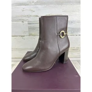 Johnston &amp; Murphy Charlotte womens 8 1/2 brown leather bit ankle bootie new