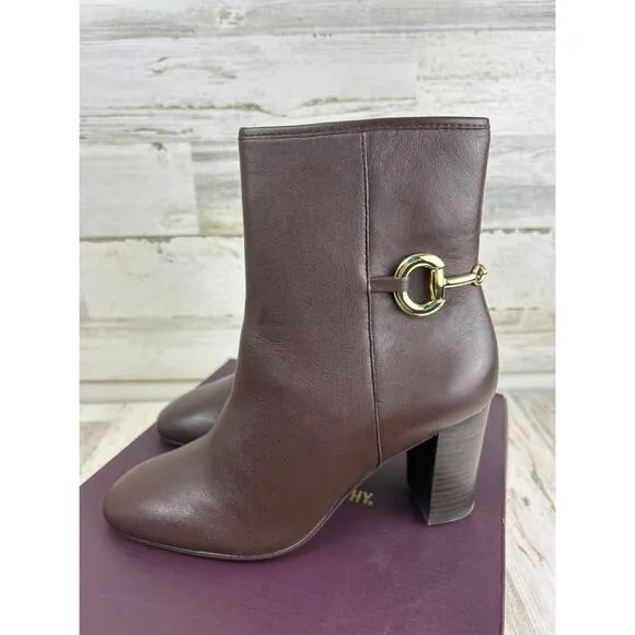 Johnston &amp; Murphy Charlotte womens 8 1/2 brown leather bit ankle bootie new