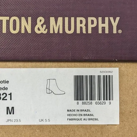 Johnston and Murphy Finley Ankle Boots, Black Suede, Womens 7