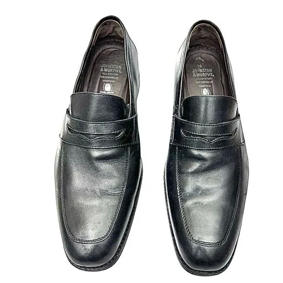 Johnston Murphy Shoes Mens 10 M Sheepskin Black XC4 Waterproof Loafers 15-2045