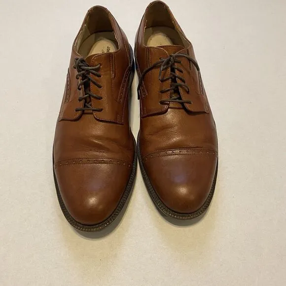 Johnston Murphy Shoes Mens 9M Reeve Cap Toe Signature Oxford Brown Sheepskin
