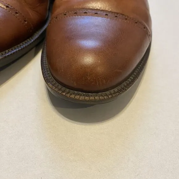 Johnston Murphy Shoes Mens 9M Reeve Cap Toe Signature Oxford Brown Sheepskin