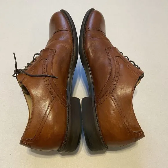 Johnston Murphy Shoes Mens 9M Reeve Cap Toe Signature Oxford Brown Sheepskin
