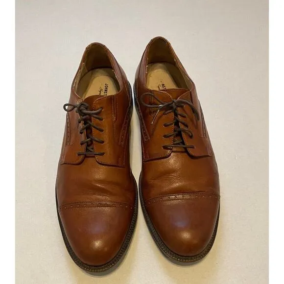 Johnston Murphy Shoes Mens 9M Reeve Cap Toe Signature Oxford Brown Sheepskin