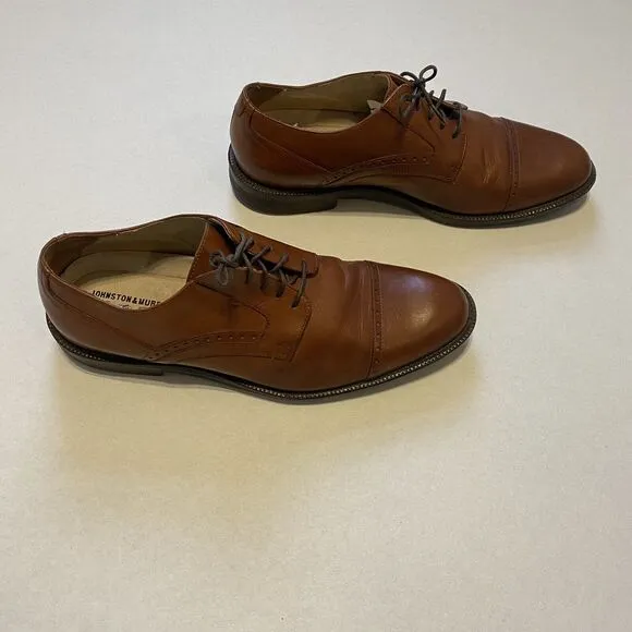 Johnston Murphy Shoes Mens 9M Reeve Cap Toe Signature Oxford Brown Sheepskin