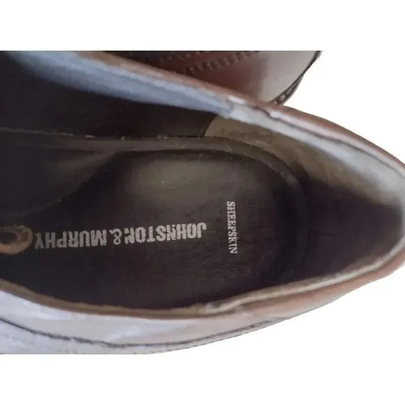 Johnston &amp; Murphy Sheep Skin Brown Men's 12 M Lace Up Shoes Semi-Pointed Lace-Up