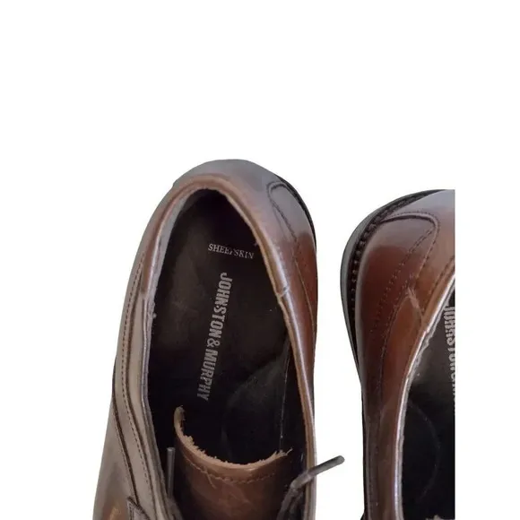 Johnston &amp; Murphy Sheep Skin Brown Men's 12 M Lace Up Shoes Semi-Pointed Lace-Up