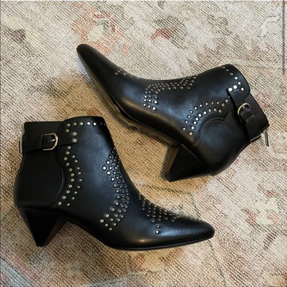 JOIE Bickson Studded Ankle Boots Buckle 36.5