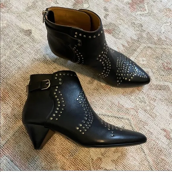 JOIE Bickson Studded Ankle Boots Buckle 36.5