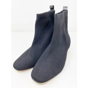 Joie Black Ribbed Knit Stretchy NEELY Block Heel Sock Ankle Boots Size 9