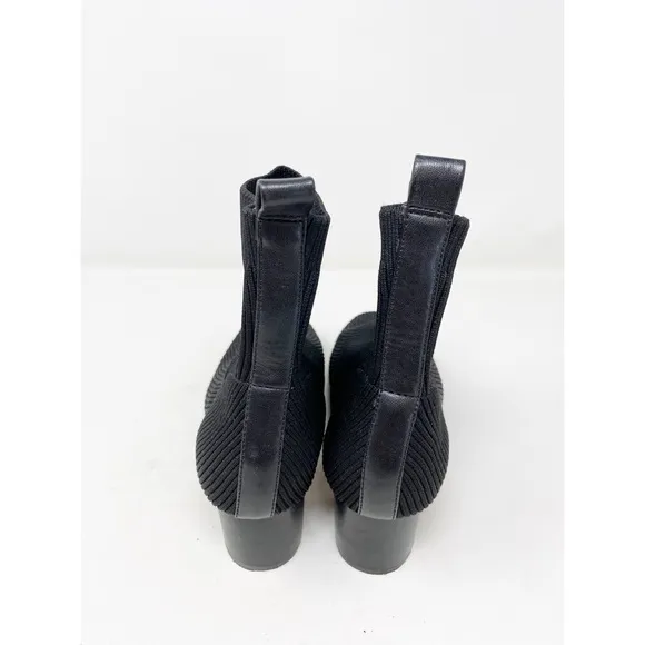 Joie Black Ribbed Knit Stretchy NEELY Block Heel Sock Ankle Boots Size 9
