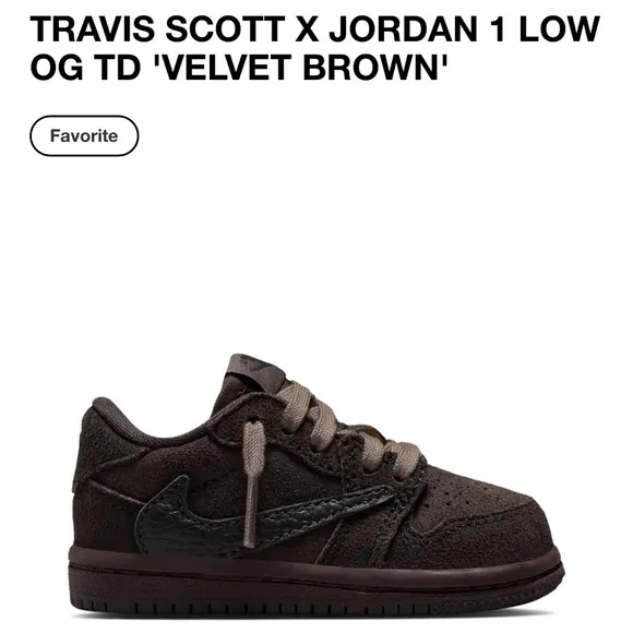 Jordan 1 Low OG TD 'Velvet Brown' Kids Shoes