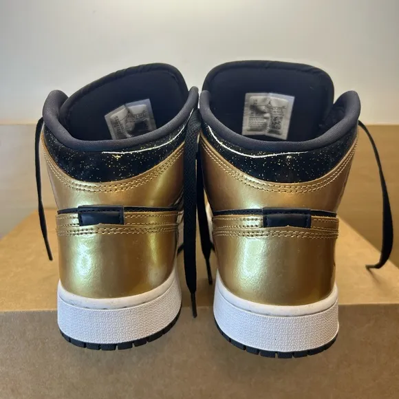 Jordan 1 SE Mid Metallic Gold Black Shoes - Size 7Y - Worn 1x