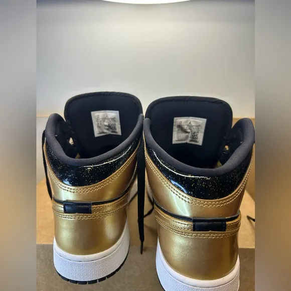 Jordan 1 SE Mid Metallic Gold Black Shoes - Size 7Y - Worn 1x