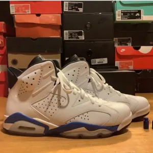 Jordan 6 Retro Athletic Shoes - White and Blue Mens Size 10