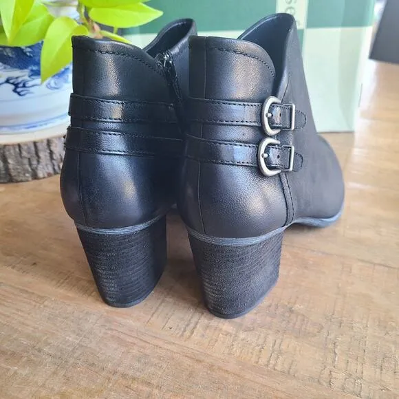 Josef Seibel Britney 47 Leather Ankle Booties Boots Black Womens Size 42 NEW