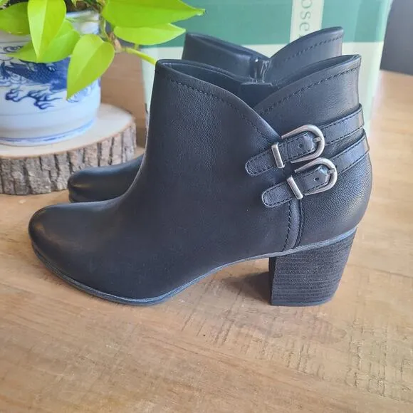 Josef Seibel Britney 47 Leather Ankle Booties Boots Black Womens Size 42 NEW