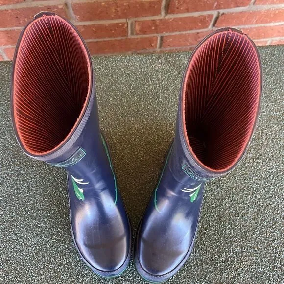 Joules Boys Rain Boots Blue Green Dinosaur