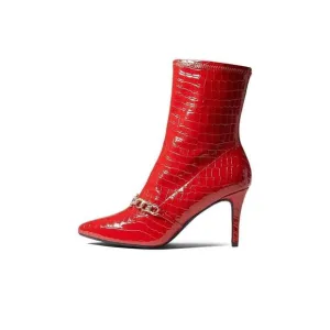 Juicy Couture Tommi Women's Size 6 Red Snakeskin Pointed Toe Ankle Boots KHD721