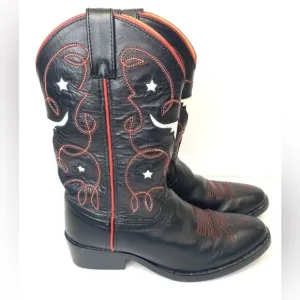 Justin Boots Kids Youth Cowboy Boots Longhorn Steers Style 6004 Size 1.5