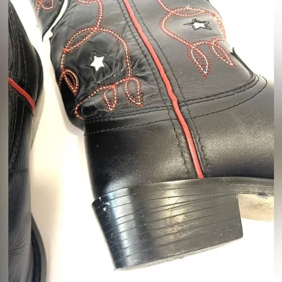 Justin Boots Kids Youth Cowboy Boots Longhorn Steers Style 6004 Size 1.5