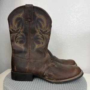 Justin Boots Mens 11.5D Brown Leather Cowhide Stampede Cattleman Western Cowboy