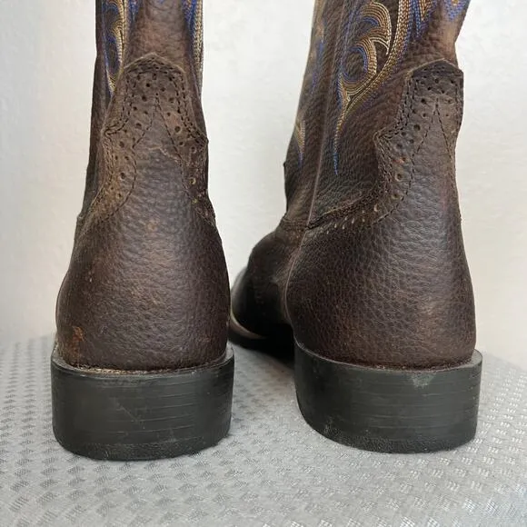 Justin Boots Mens 11.5D Brown Leather Cowhide Stampede Cattleman Western Cowboy
