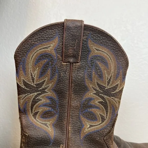 Justin Boots Mens 11.5D Brown Leather Cowhide Stampede Cattleman Western Cowboy