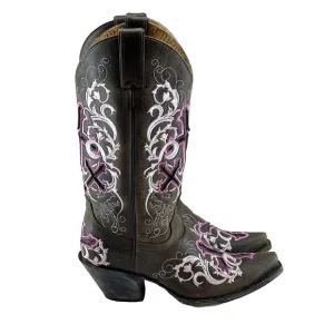 JUSTIN BOOTS Tall Leather Snip Toe Western Cowgirl Boots - 7.5 B - brown, pink
