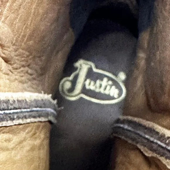 JUSTIN BOOTS Tall Leather Snip Toe Western Cowgirl Boots - 7.5 B - brown, pink