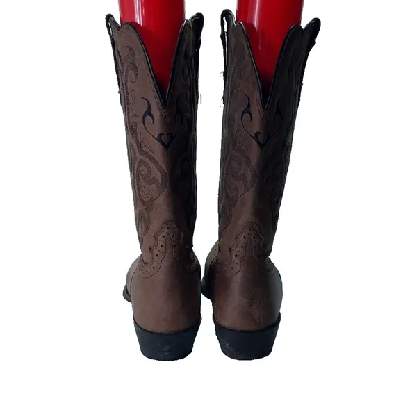 Justin Boots Womens 9.5 Stampede L2559 Western Brown Mustang Leather Pointed Toe