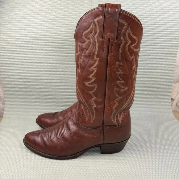 Justin Cowboy Western Boots Style #1967 Brown Leather Men’s Size 9EE Made In USA