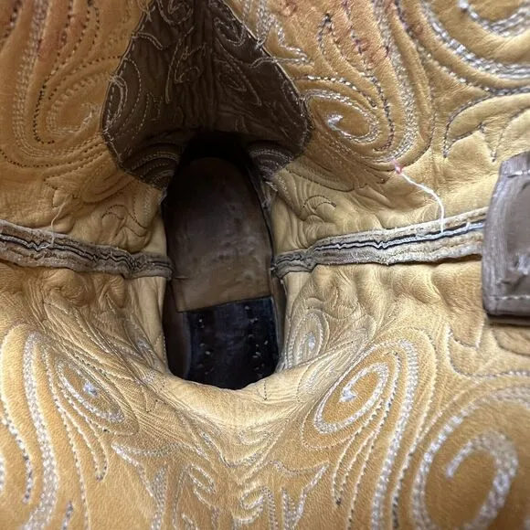 Justin Iguana Lizard Brown Leather Exotic Western Cowgirl Boots Shoes size 6.5