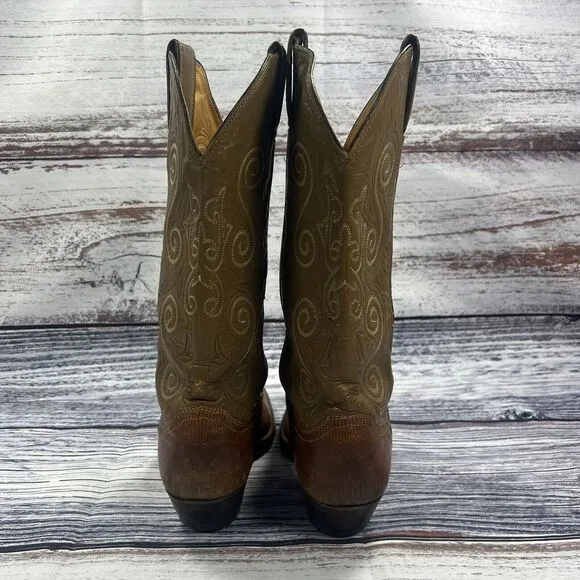 Justin Iguana Lizard Brown Leather Exotic Western Cowgirl Boots Shoes size 6.5