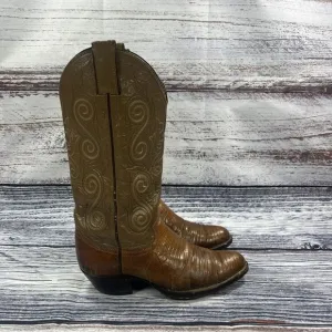 Justin Iguana Lizard Brown Leather Exotic Western Cowgirl Boots Shoes size 6.5