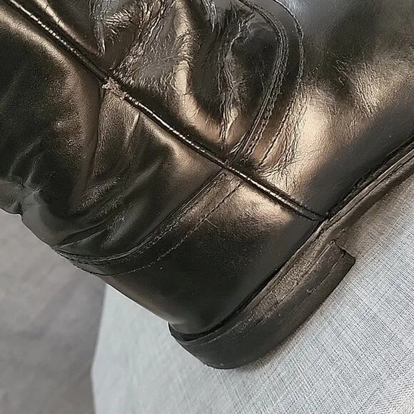 Justin Jackson Black Leather Cowboy Boots round to 3133 Men's sz 9.5EE WIDE
