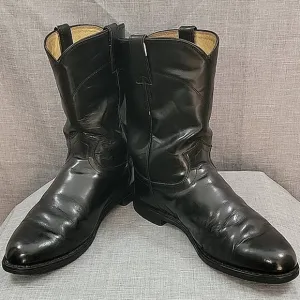 Justin Jackson Black Leather Cowboy Boots round to 3133 Men's sz 9.5EE WIDE
