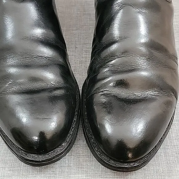 Justin Jackson Black Leather Cowboy Boots round to 3133 Men's sz 9.5EE WIDE