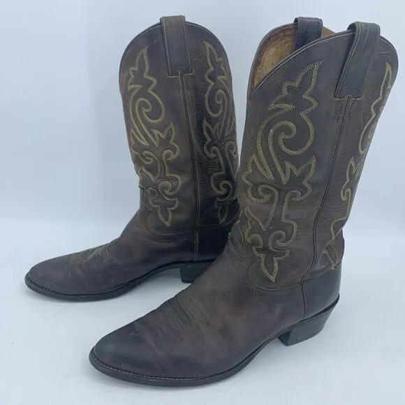 Justin Mens 11 Cowboy Boots Western Rodeo Roper Festival Grunge Buck Bay Apache