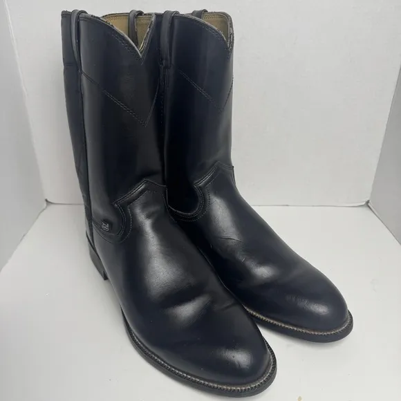 Justin Men’s Size 13EE Black Leather JB3000 Roper Western Workwear Cowboy Boots