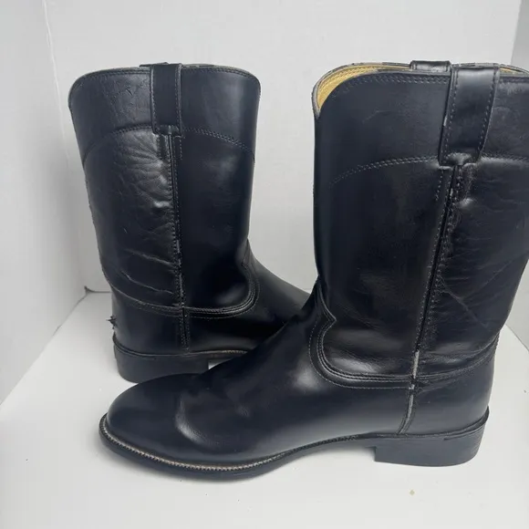Justin Men’s Size 13EE Black Leather JB3000 Roper Western Workwear Cowboy Boots