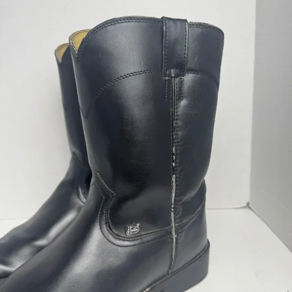 Justin Men’s Size 13EE Black Leather JB3000 Roper Western Workwear Cowboy Boots