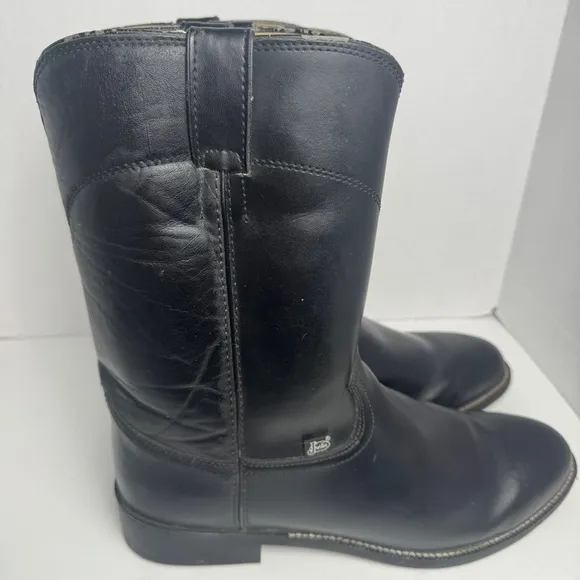 Justin Men’s Size 13EE Black Leather JB3000 Roper Western Workwear Cowboy Boots