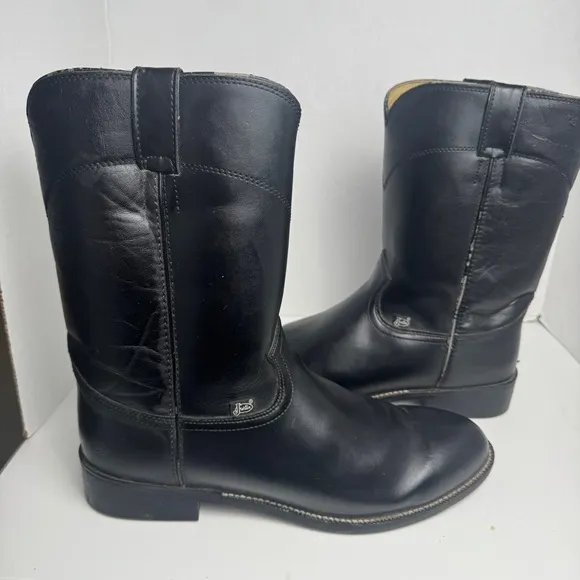 Justin Men’s Size 13EE Black Leather JB3000 Roper Western Workwear Cowboy Boots